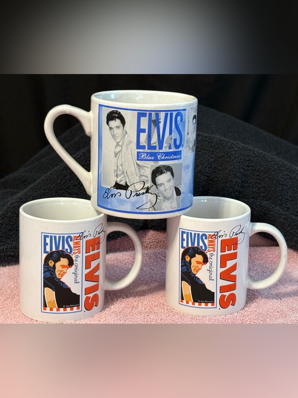 Vintage Elvis Presley Collectible Mugs - Set of 3